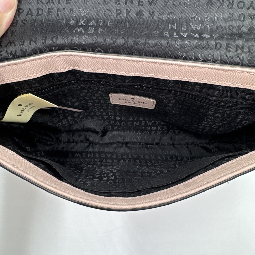 Kate Spade New York Blush & Black Leather Chain Strap Crossbody Saffiano S338 - Picture 4 of 7